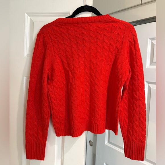 J. Crew Women's Cashmere Red Cable Knit Sweater Small - Picture 6 of 6